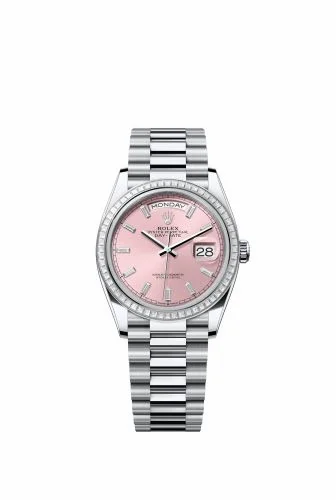 Rolex Day-Date 36 Platinum - Baguette / Pink - Baguette / President 128396TBR-0025 (M128396TBR-0025)